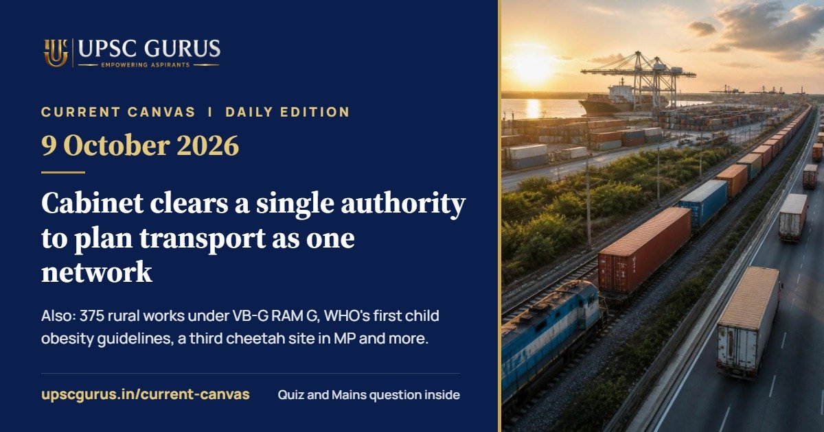 Current Canvas, 9 October 2026: Rural works schedule, transport authority, WHO obesity guidelines and more